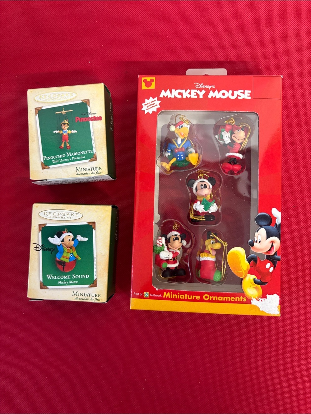 Disney Mickey Mouse Miniature Ornaments lot of 3